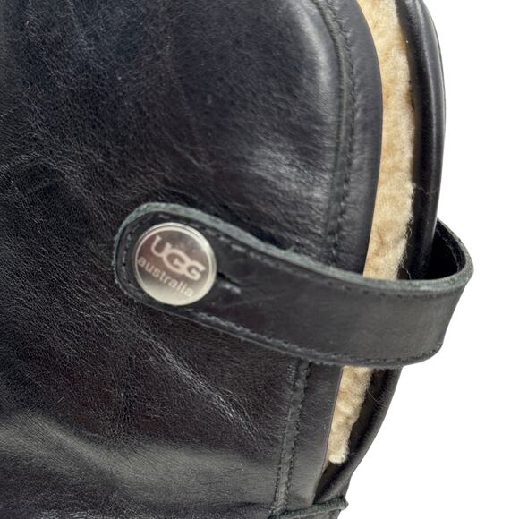 UGG Lynnea Shearling Lined Boot SZ 7 Women's Wood Clog Cuff Leather Pull On - Picture 16 of 16